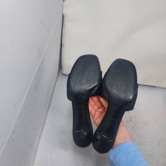 LOUIS VUITTON LV Monogram Black Embossed Revival Heel Sandal - Picture 2 of 12